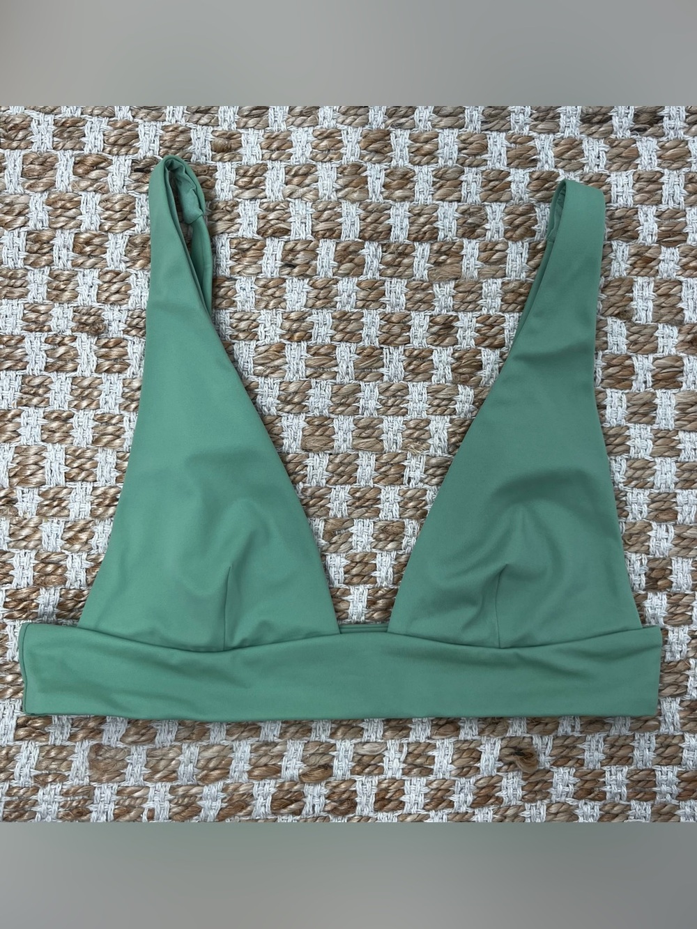 Onia Sage Green Plunge V-Neck Bikini Top Medium NWT